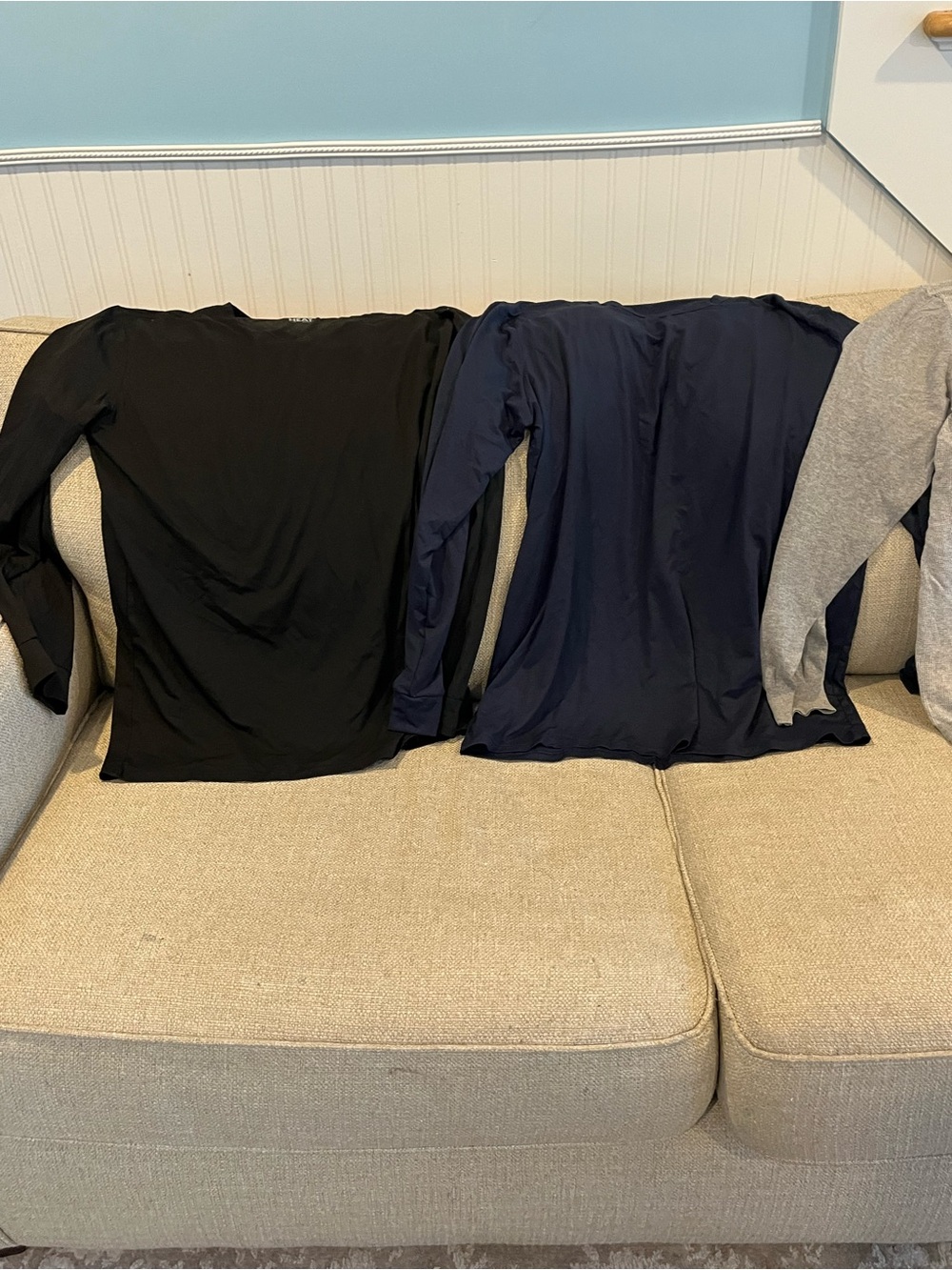 Men’s Long Sleeve Crewneck Top - Black and Navy L and XL